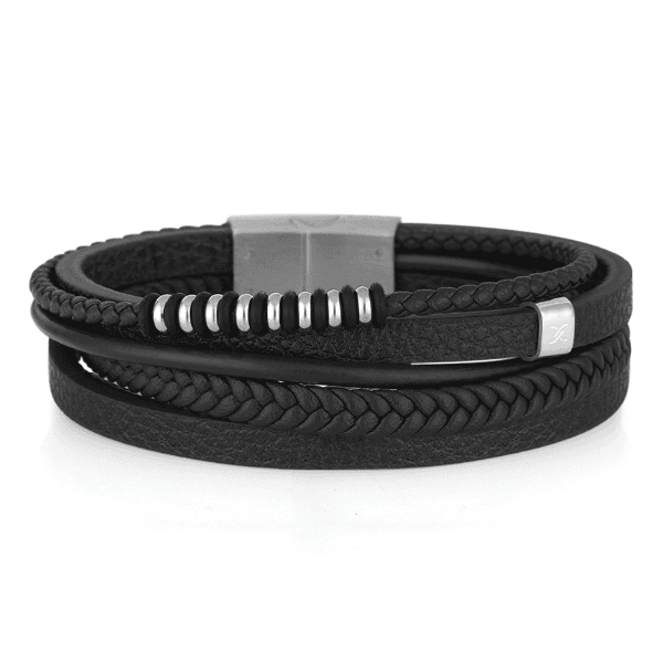Pulseira Masculina Daniel Klein Dkj.6.10032-1 Couro Preto
