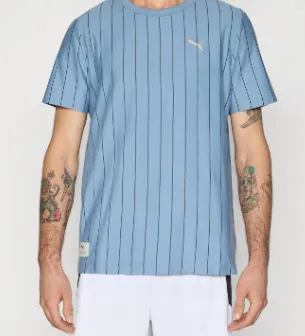 Camiseta Puma M Class Striped Tee 68822034 Cool Blue Tam. M