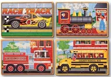 Quebra-Cabeça de Veículo de Madeira Melissa & Doug 13794 (4 X 12 Peças)