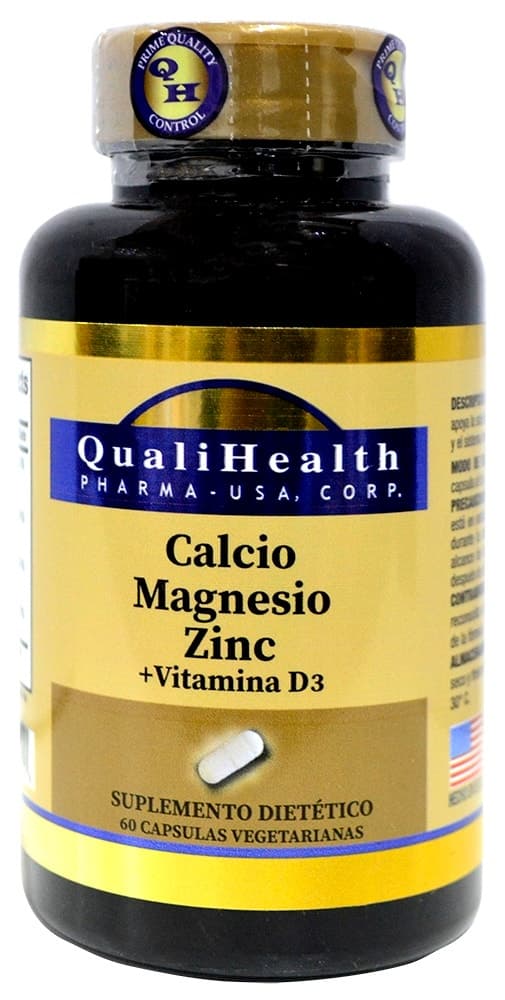 Suplemento QualiHealth Resveratrol Cálcio Magnésio Zinco + Vitamina D3 (60 Cápsulas)