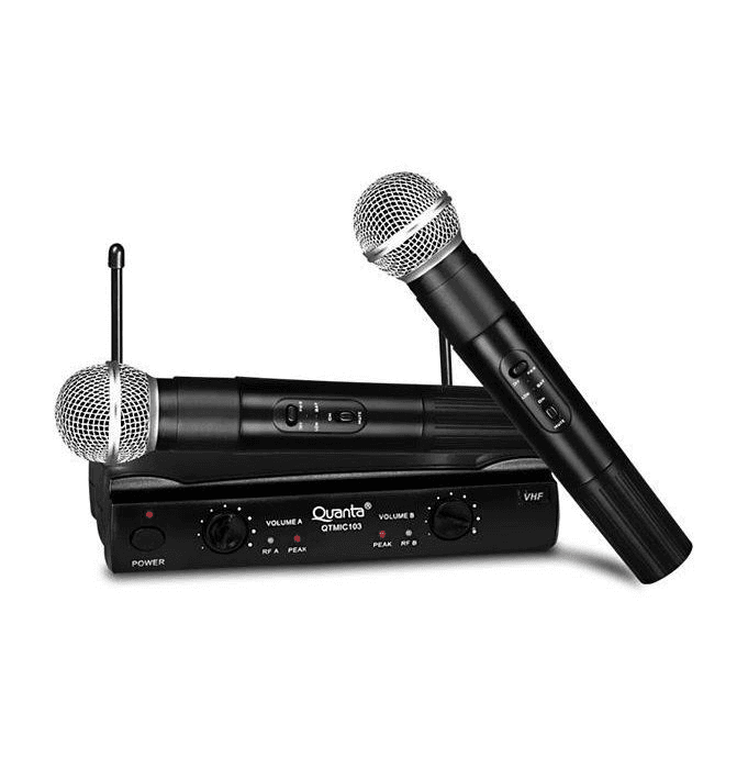 Microfone Quanta Qtmic103 Wireless Profissional 2MIC Bivolt