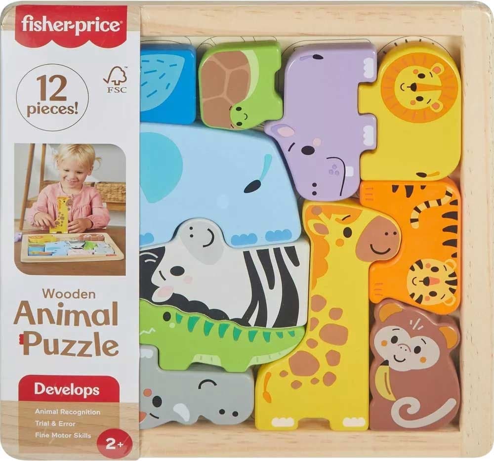 Quebra-Cabeça de Madeira Fisher-Price Animais Jfg10 (12 Peças)
