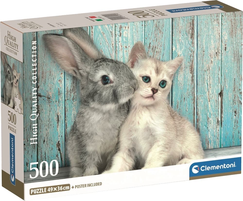 Quebra-Cabeça Clementoni Cat & Bunny High Quality Collection - 35539 (500 Pçs)