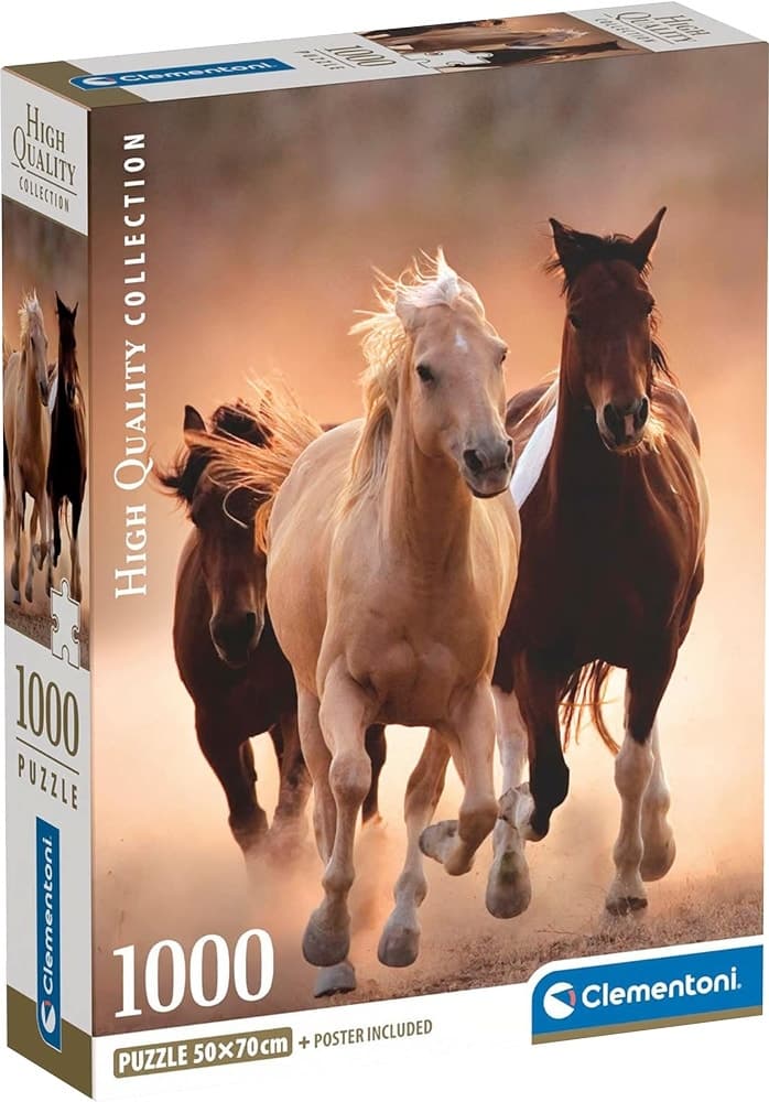Quebra-Cabeça Clementoni Running Horses High Quality Collection - 39771 (1000 Pçs)