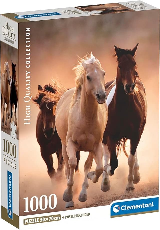 Quebra-Cabeça Clementoni Running Horses High Quality Collection - 39771 (1000 Pçs)