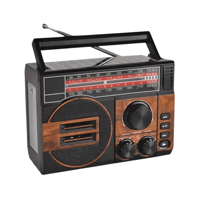 Rádio Portátil Ecopower EP-F301 Bluetooth / AM / FM / USB / TF / Painel Solar / LED - Preto