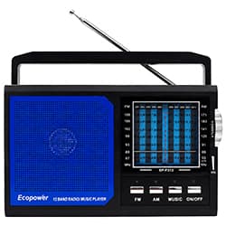 Rádio Portátil Ecopower EP-F313 Bluetooth / AM / FM / USB / TF - Preto / Azul