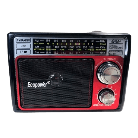 Rádio Portátil Ecopower Ep-F35B Bluetooth / Am / Fm / USB / Tf - Preto / Vermelho