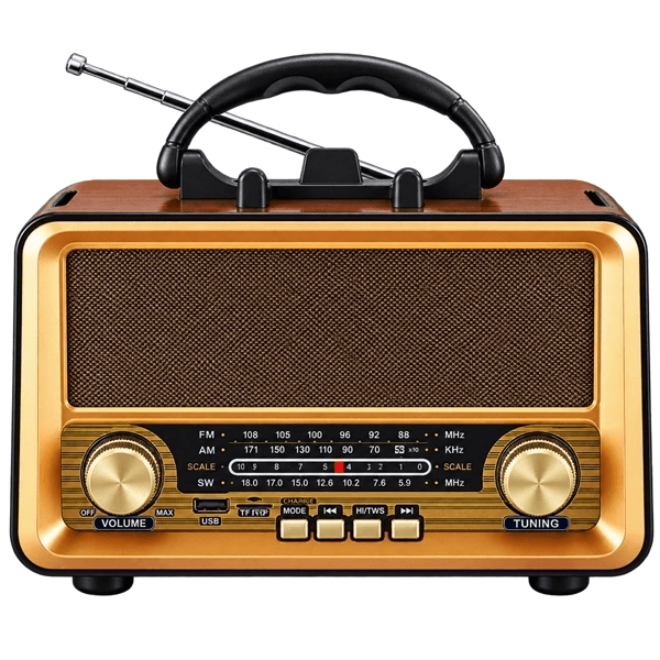 Rádio Portátil Megastar Rx1006 com Bluetooth, USB, Am-Fm - Marrom/Dourado