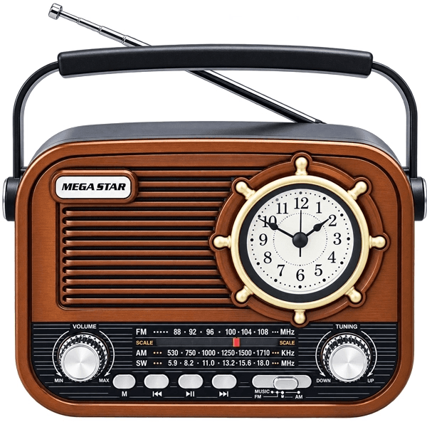 Rádio Portátil Megastar RX366M com Bluetooth, USB, Am-Fm, Micro Sd - Marrom