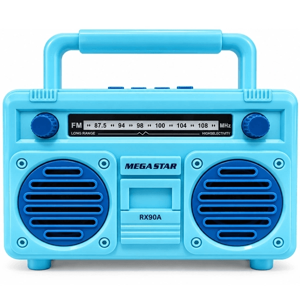 Rádio Portátil Megastar RX90P com Bluetooth / USB / Fm / Tf - Azul