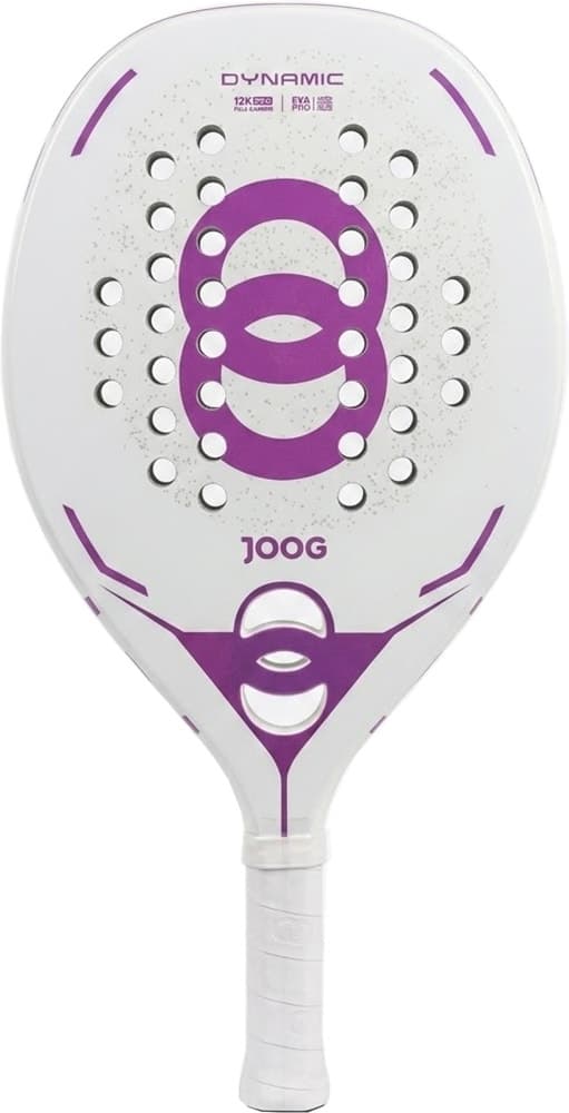Raquete Beach Tennis Joog Dynamic 12K Pro Eva Pro Branco/Roxo