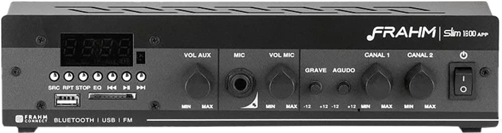Receiver Amplificador Frahm Slim 1800 App USB/FM/SD/Bluetooth 60W Rms - Bivolt