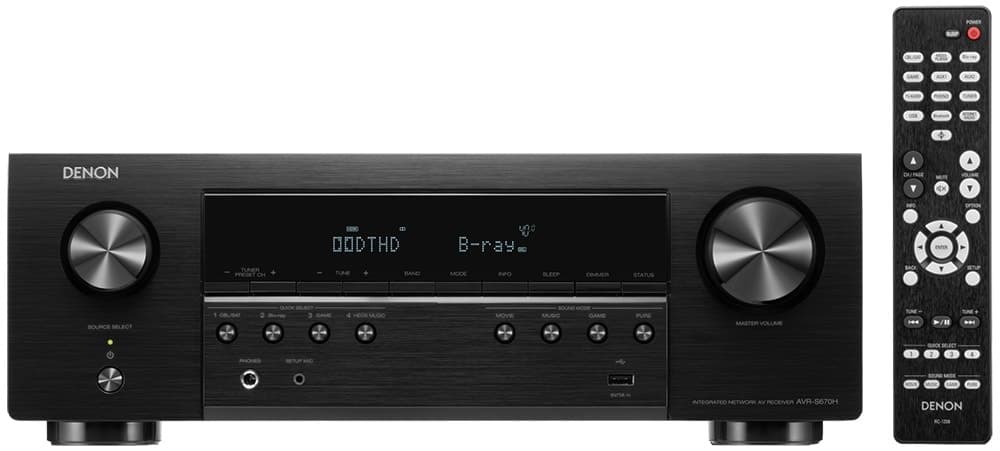 Receiver Denon Avr-S670H 5.2 Canais 75W 8K Ultra HD/Bluetooth/WiFi Preto 110V/60Hz