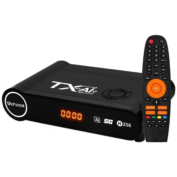 Receptor Fta Alphasat Tx Ai Full HD Iptv com Wi-Fi Bluetooth Preto