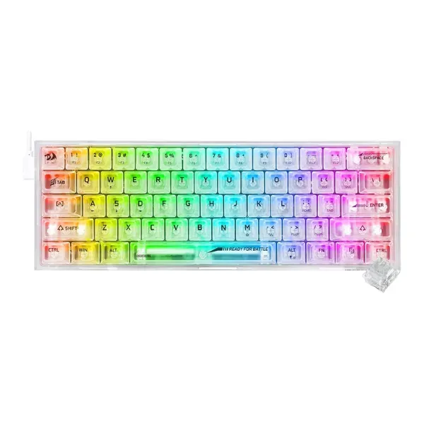 Teclado Redragon Fizz K617CT-RGB Mecânico Inglês Transparente