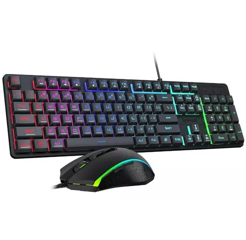 Teclado + Mouse Redragon S107RGB-Ba Gaming Essentials Wired Inglês Preto