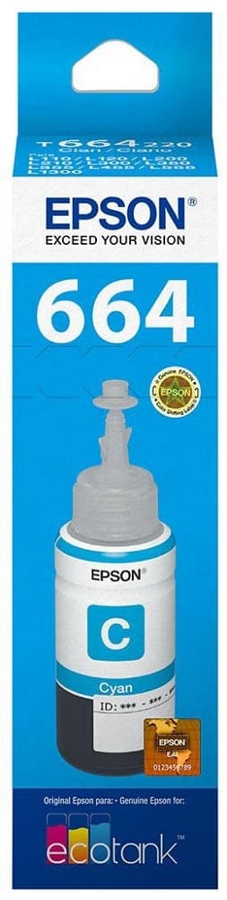 Frasco de Tinta Epson T664220 70ml Ciano