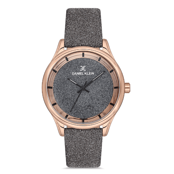 Relógio Analógico Feminino Daniel Klein Dk.1.12667-4 Premium Ladies Pulseira de Couro Preto Glitter