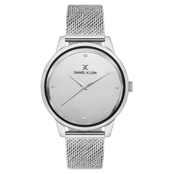 Relógio Analógico Feminino Daniel Klein Dk.1.12686-1 Premium Ladies Pulseira de Malha Metálica Prata