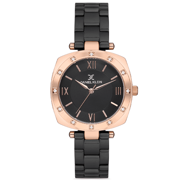 Relógio Analógico Daniel Klein Dk.1.12688-6 Premium Ladies Pulseira de Aço Inoxidável Preto/Rose Gold