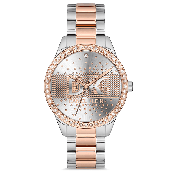 Relógio Analógico Feminino Daniel Klein Dk.1.12697-4 Premium Ladies Pulseira de Aço Inoxidável Prata/Rose Gold