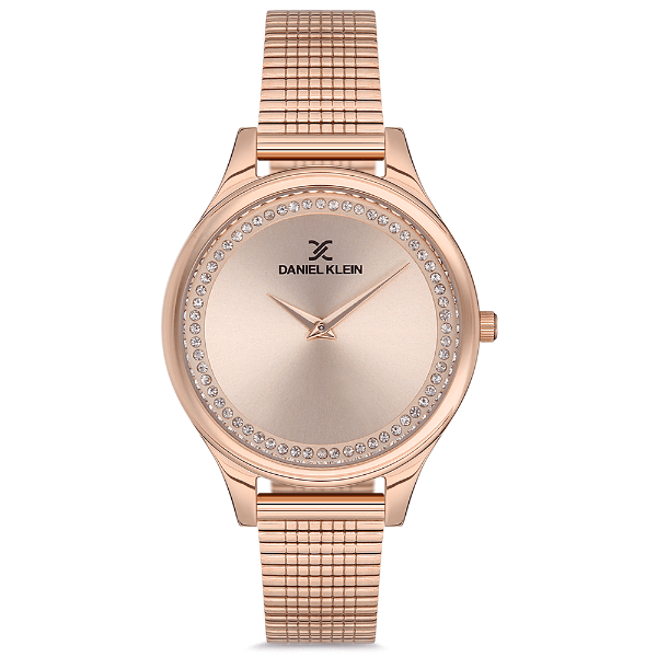 Relógio Analógico Feminino Daniel Klein Dk.1.12701-2 Premium Ladies Pulseira de Malha Rose Gold