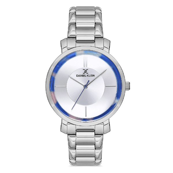 Relógio Analógico Feminino Daniel Klein Dk.1.12705-1 Premium Ladies Pulseira de Aço Inoxidável Prata/Azul