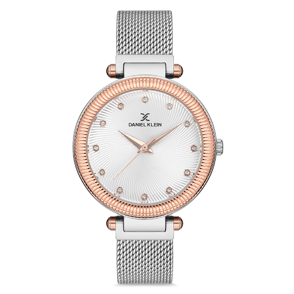 Relógio Analógico Daniel Klein Dk.1.12709-4 Premium Ladies Pulseira de Malha Prata/Rose Gold