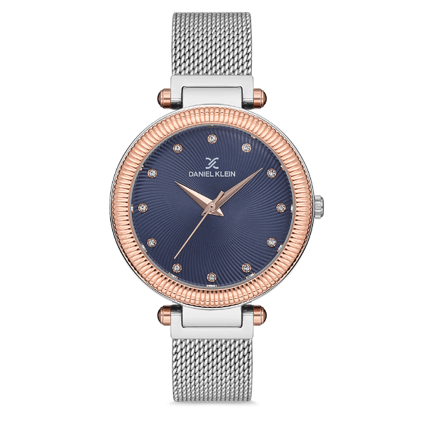 Relógio Daniel Klein Dk.1.12709-6 Analógico Feminino Premium Pulseira de Malha Prata/Rose Gold