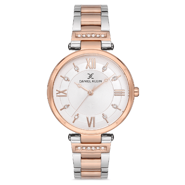 Relógio Analógico Feminino Daniel Klein Dk.1.12712-5 Premium Ladies Pulseira de Aço Inoxidável Prata/Rose Gold