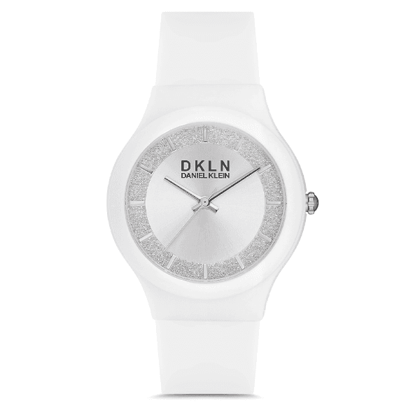 Relógio Analógico Feminino Daniel Klein Dk.1.12713-1 Dkln Ladies Pulseira de Silicone Branco