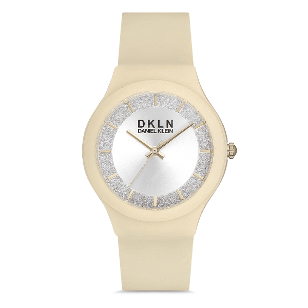 Relógio Analógico Feminino Daniel Klein Dk.1.12713-2 Dkln Ladies Pulseira de Silicone Dourado
