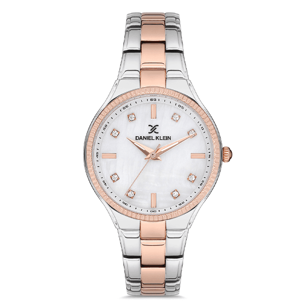 Relógio Analógico Feminino Daniel Klein Dk.1.12714-2 Premium Ladies Pulseira de Aço Inoxidável Prata/Rose Gold