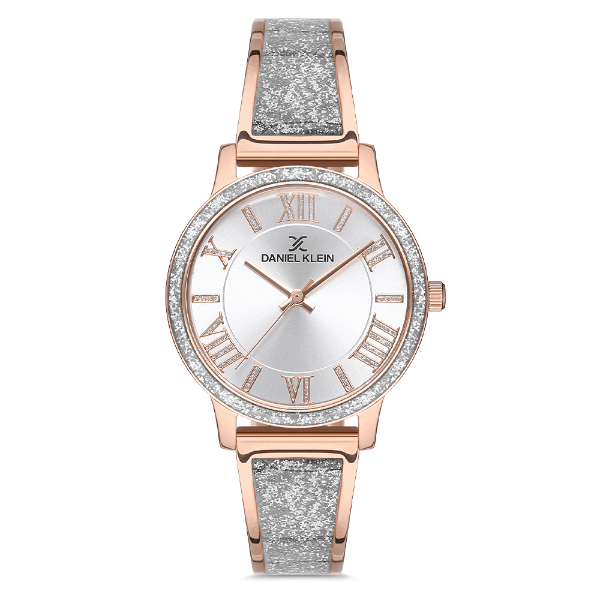 Relógio Analógico Feminino Daniel Klein Dk.1.12726-1 Premium Ladies Pulseira de Aço Inoxidável Prata/Rose Gold