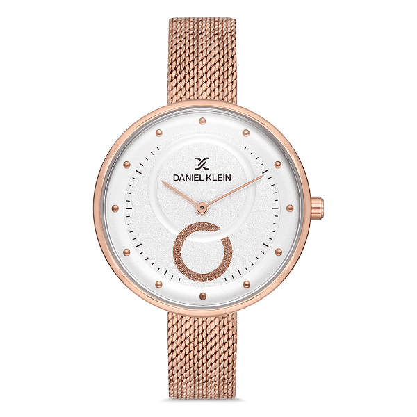Relógio Analógico Feminino Daniel Klein Dk.1.12757-2 Premium Ladies Pulseira de Malha Rose Gold