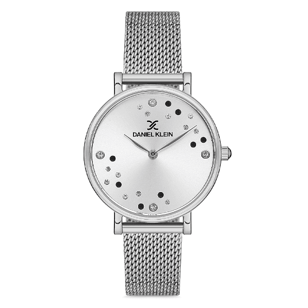 Relógio Analógico Feminino Daniel Klein Dk.1.12758-1 Premium Ladies Pulseira de Malha Prata