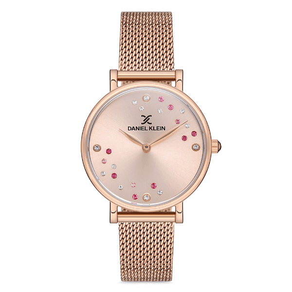 Relógio Analógico Feminino Daniel Klein Dk.1.12758-2 Premium Ladies Pulseira de Malha Rose Gold