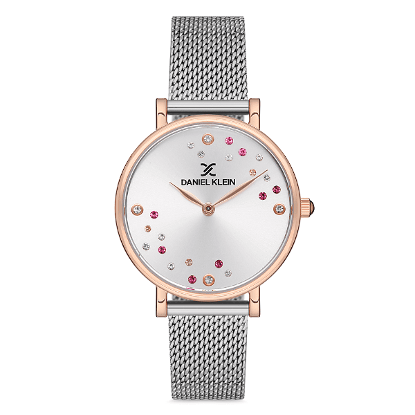 Relógio Analógico Feminino Daniel Klein Dk.1.12758-6 Premium Ladies Pulseira de Malha Prateado/Rose Gold