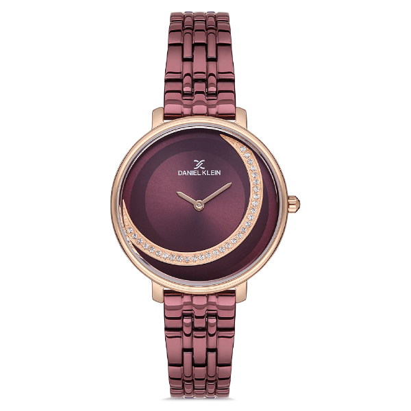 Relógio Analógico Feminino Daniel Klein Dk.1.12759-6 Premium Ladies Pulseira de Aço Inoxidável Rose Gold/Vino