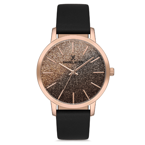 Relógio Analógico Daniel Klein Dk.1.12760-4 Premium Ladies Pulseira de Couro Genuino Preto/Rose Gold