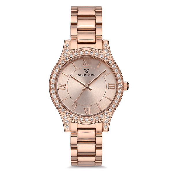 Relógio Analógico Feminino Daniel Klein Dk.1.12762-3 Premium Ladies Pulseira de Aço Inoxidável Rose Gold