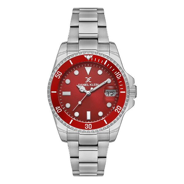 Relógio Analógico Feminino Daniel Klein Dk.1.13880-2 Premium Ladies Pulseira de Aço Inoxidável Prata/Vermelho