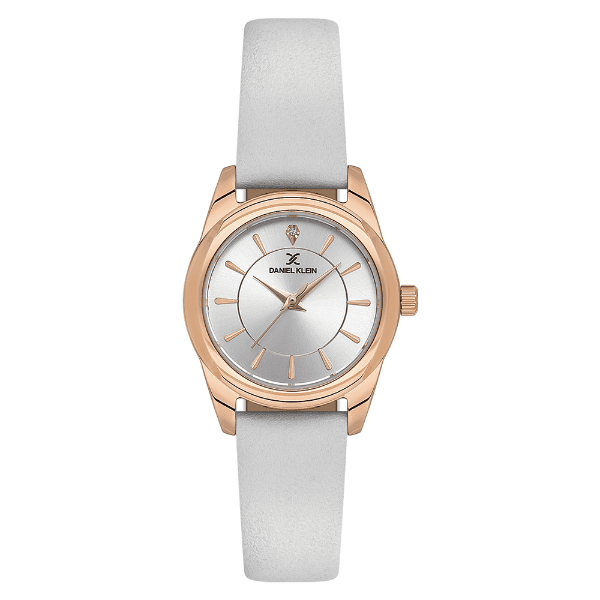 Relógio Analógico Feminino Daniel Klein Dk.1.13930-5 Premium Lady Pulseira de Couro Branco/Rose Gold
