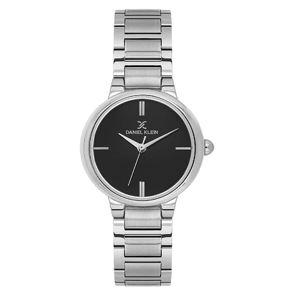 Relógio Analógico Feminino Daniel Klein Dk.1.14100-2 Premium Lady Pulseira de Aço Inoxidável Prata/Preto