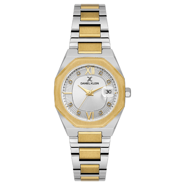 Relógio Analógico Feminino Daniel Klein Dk.1.14109-3 Premium Lady Pulseira de Aço Inoxidável Prata/Dourado