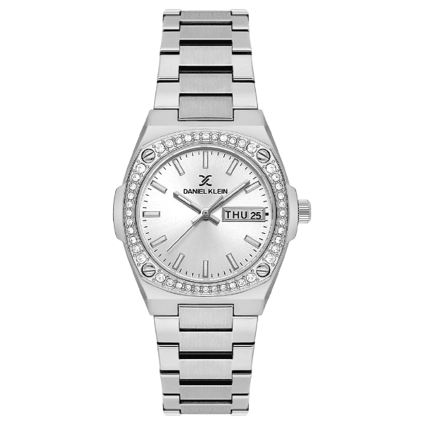 Relógio Analógico Feminino Daniel Klein Dk.1.14122-1 Premium Lady Pulseira de Aço Inoxidável Prata