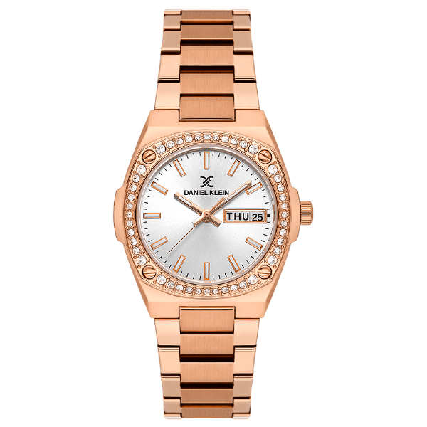 Relógio Analógico Feminino Daniel Klein Dk.1.14122-5 Premium Lady Pulseira de Aço Inoxidável Rose Gold