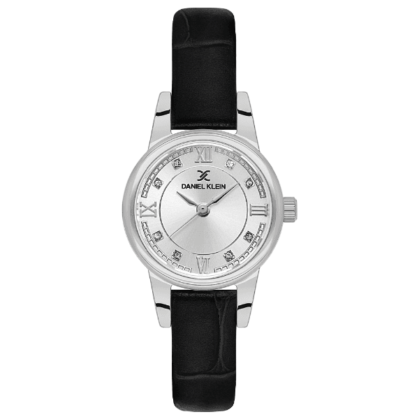 Relógio Analógico Feminino Daniel Klein Dk.1.14156-1 Premium Lady Pulseira de Couro Preto/Prata