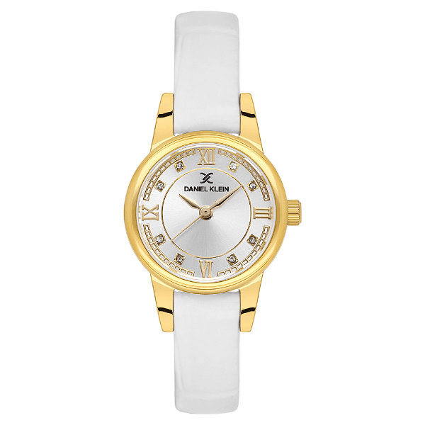 Relógio Analógico Feminino Daniel Klein Dk.1.14156-4 Premium Lady Pulseira de Couro Branco/Dourado